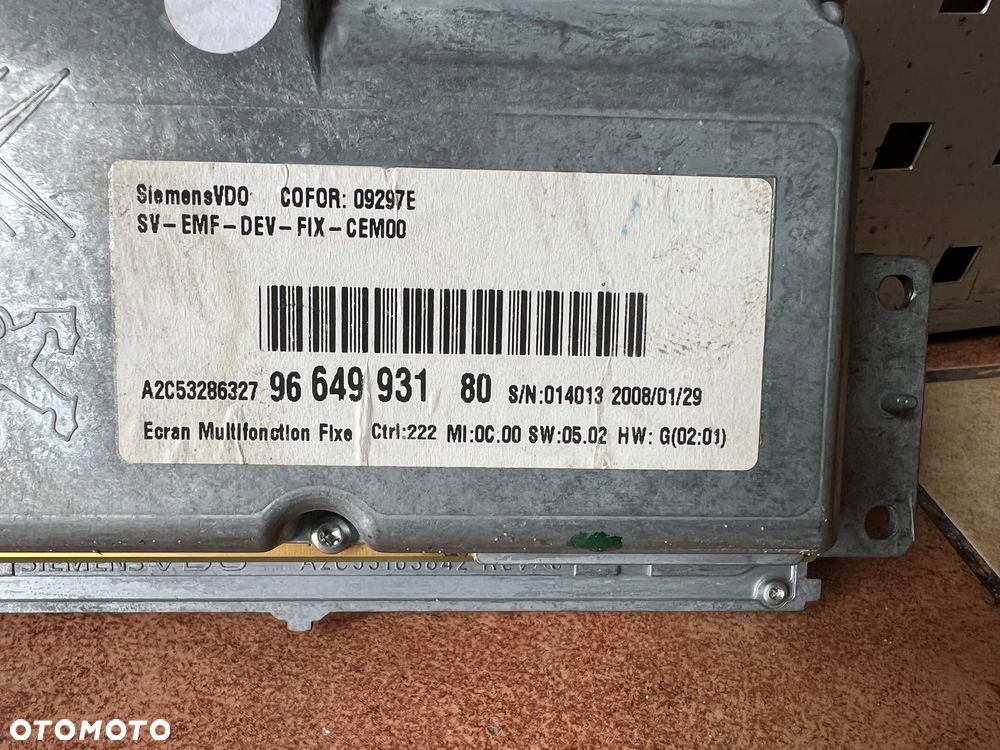 EKRAN MONITOR WYŚWIETLACZ CITROEN C5 III X7 9664993180 - 3