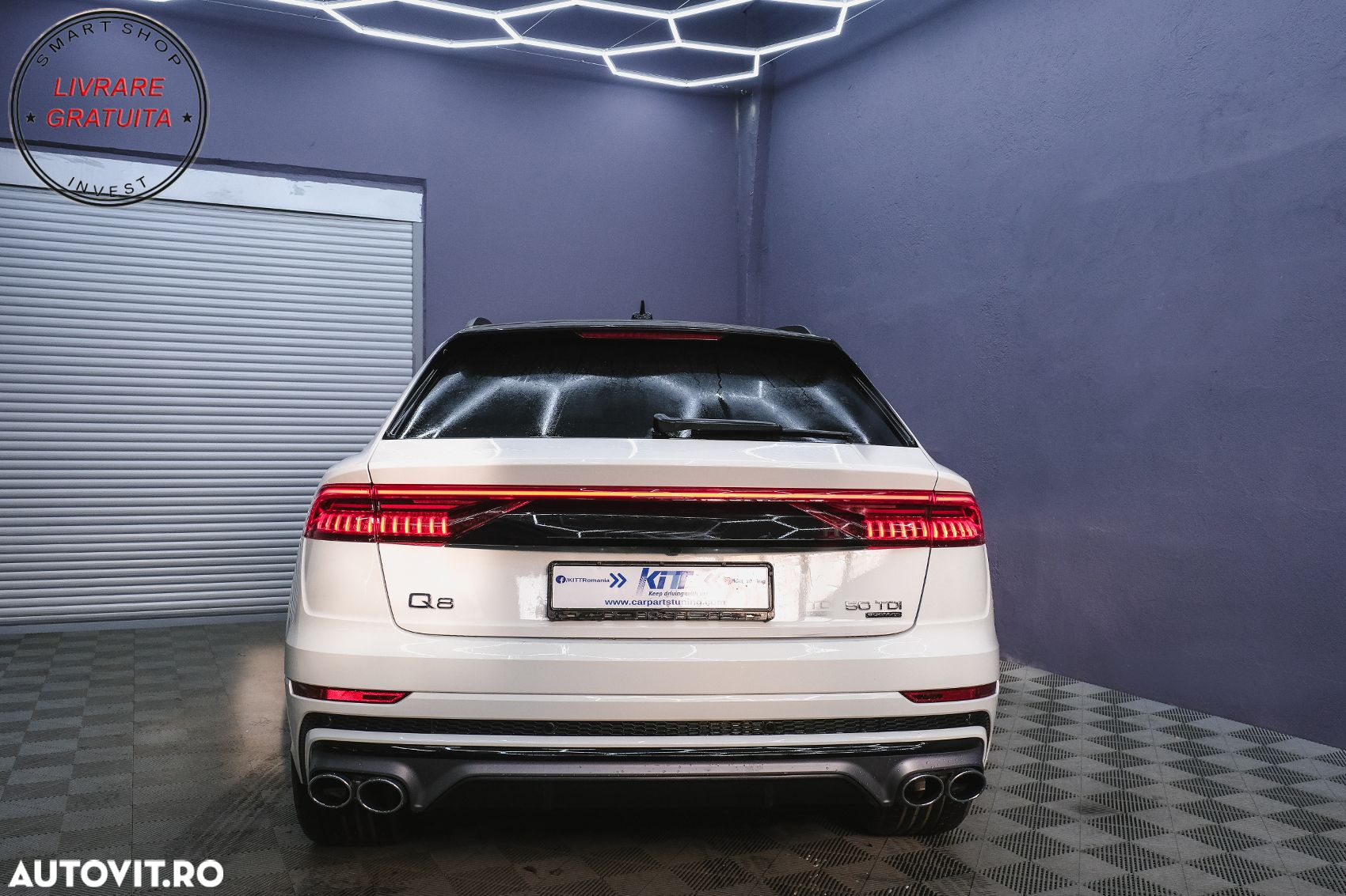 Difuzor Bara Spate Evacuare Dubla Audi Q8 S-Line (2018-2023) Evacuari Crom- livrare gratuita - 17