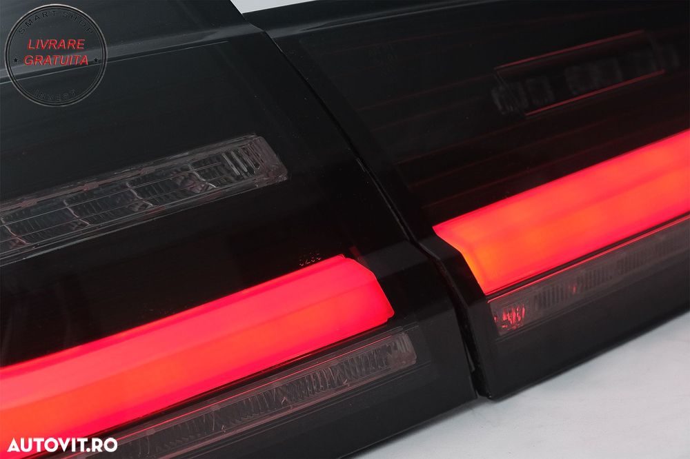 Stopuri LED BAR BMW Seria 3 F30 (2011-2019) Negru Fumuriu LCI Design cu Semnal Din- livrare gratuita - 3