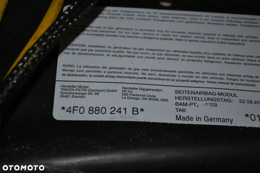AUDI A6 C6 PODUSZKA AIRBAG FOTELA LEWA 4F0880241B - 2