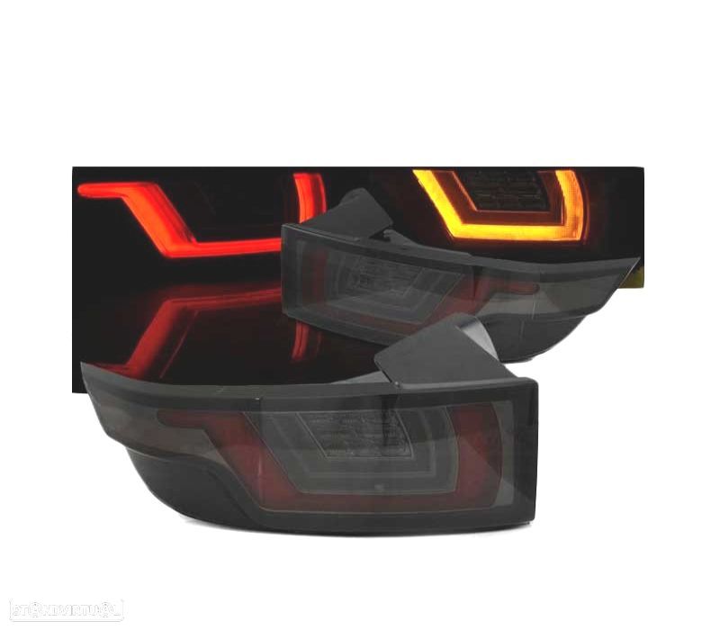 FAROLINS TRASEIROS LED RANGE ROVER EVOQUE 11-18 PRETO FUMADO ESCURECIDO - 1
