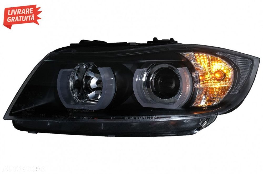 Faruri Xenon U-Led 3D Dual Halo Rims BMW Seria 3 E90 Limuzina E91 Tour - 6