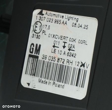 OPEL ASTRA CASCADA J 4 IV BI-XENON 39035872RH DYNAMICZNY Prawy Przedni Oryginał - 8