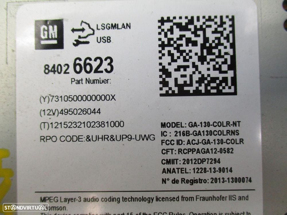 SISTEMA NAVEGAÇÃO GPS OPEL MOKKA / MOKKA X 2016 -84026623 - 1