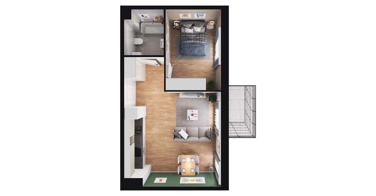 2-pokojowe mieszkanie 40m2 + balkon Bezpośrednio