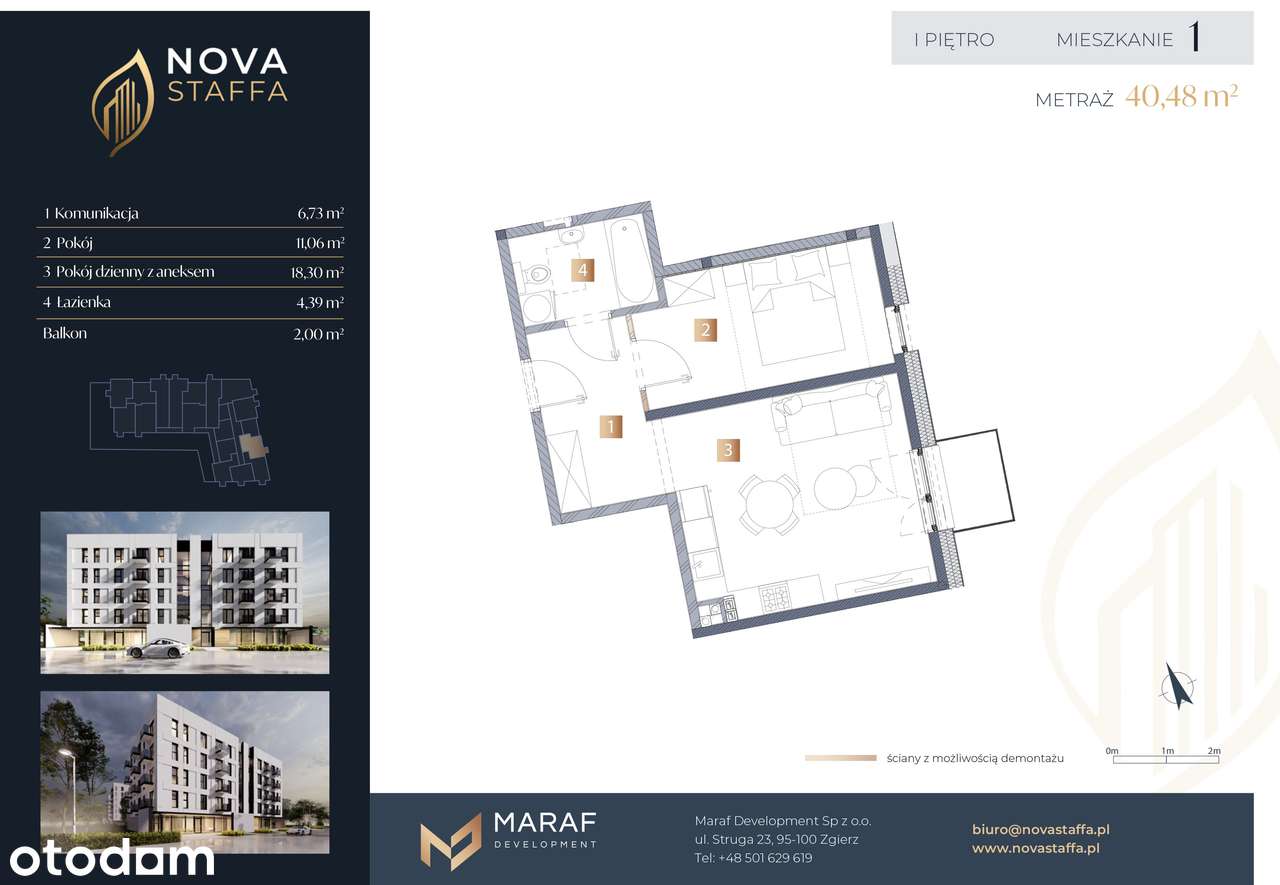 Komfortowe 2-pokojowe mieszkanie z balkonem – ekspozycja wschód