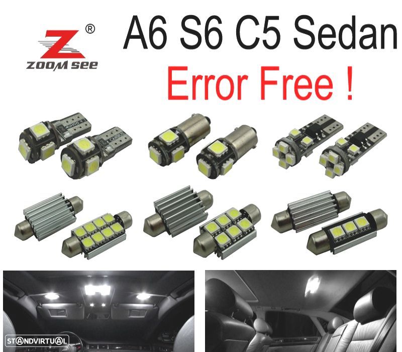 KIT COMPLETO DE 24 LÂMPADAS LED INTERIOR PARA AUDI A6 S6 C5 SEDAN 1998-2004 - 1
