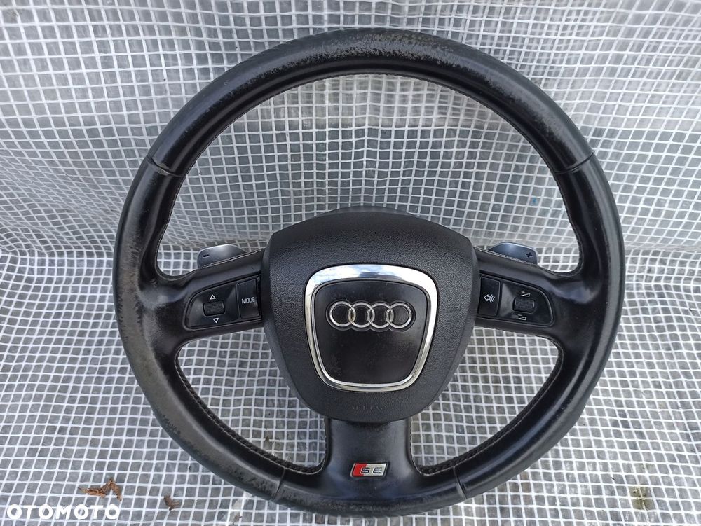 AUDI A8 S8 4E0 D3 KIEROWNICA 3 RAMIENNA SKÓRA AIRBAG S8 ŁOPATKI CHROM - 1