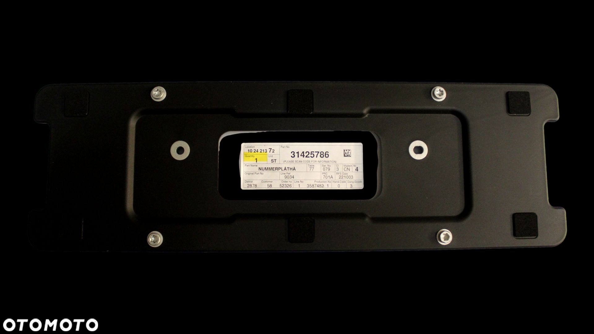 VOLVO V90 II podkladka rejestracja zderzak przod 31425786 - 2