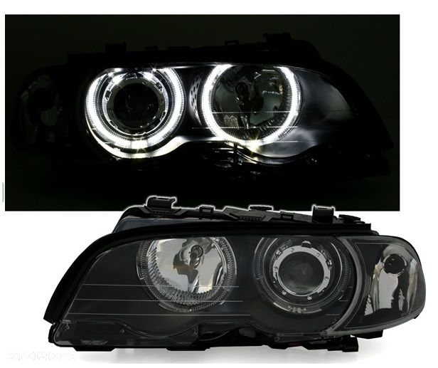 LAMPY REFLEKTORY Do BMW E46 COUPE CABRIO Od 1999 Do 2003 BIAŁE RINGI LED - 3