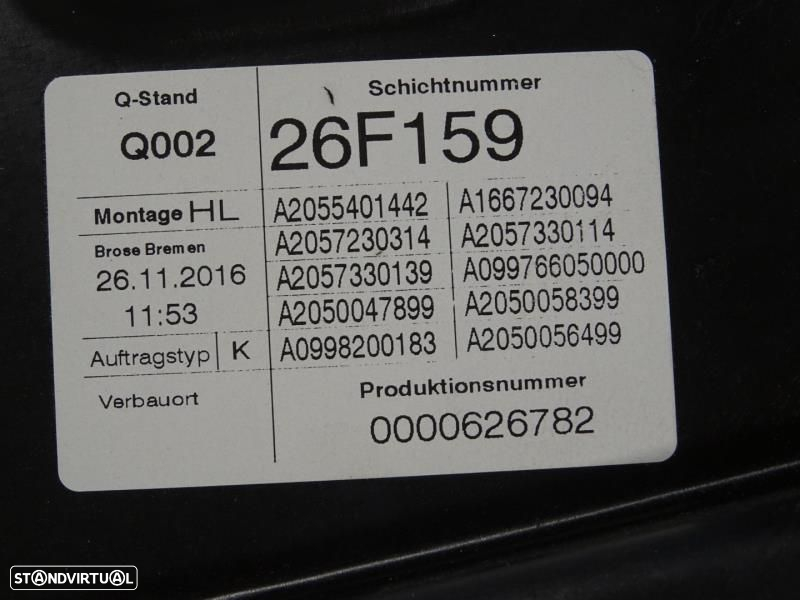 Elevador De Vidro Trás Esquerdo Mercedes-Benz C-Class (W205)  C0875510 - 8