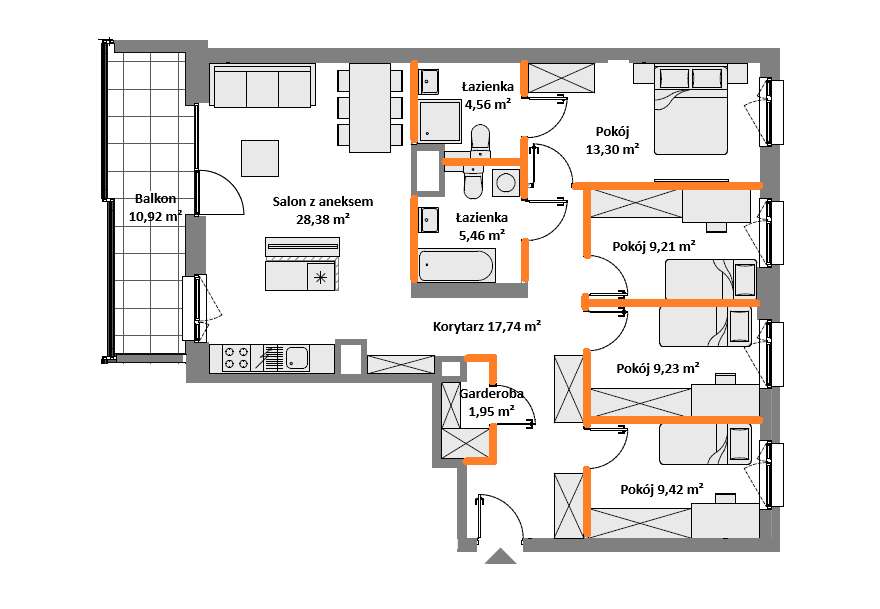DUŻE 5 POKOJOWE MIESZKANIE | 99 m² | WYSPA KUCHENNA | SUPER OSIEDLE - Pełny obrazek: 2/5
