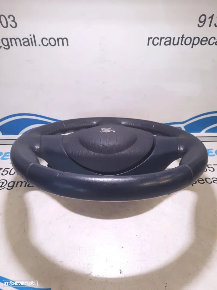 VOLANTE GUIADOR COMPLETO PEUGEOT 1007 PELE AIRBAG 96506736NP 4109FP 96441877 4112HE - 3