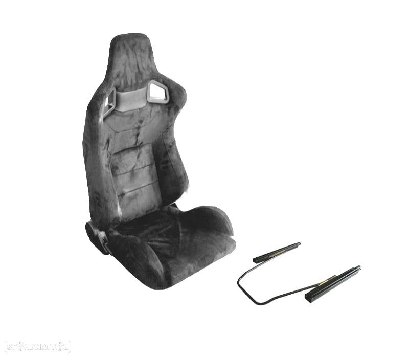 KIT BANCO SEMI BAQUET BACKET TIPO RS EM ALCANTARA PRETA - 1
