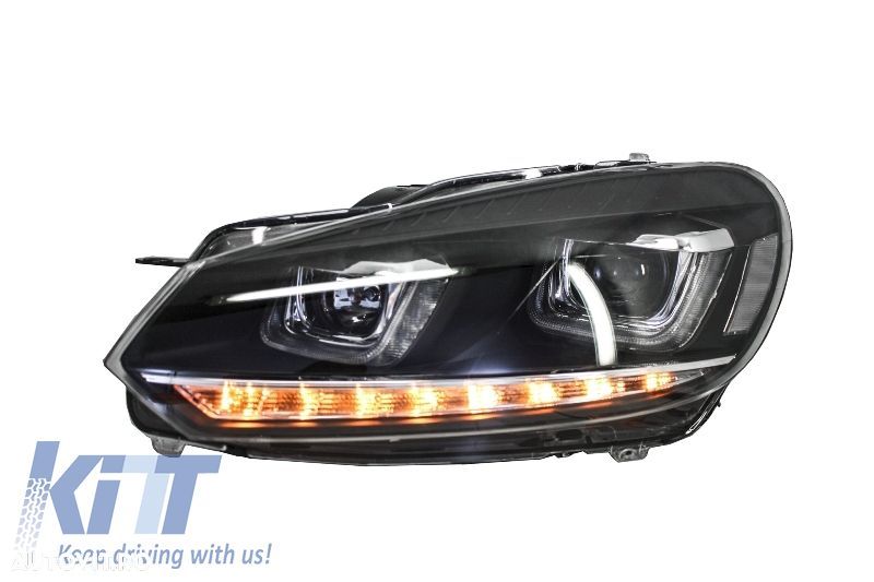 Faruri LED VW Golf 6 VI (2008-up) Design Golf 7 3D U Design Semnal LED Dinamic - 3