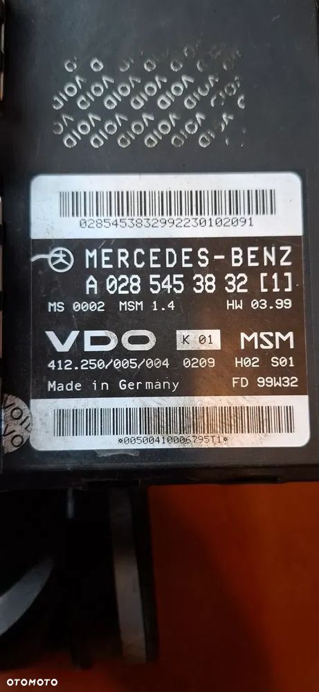 KOMPUTER, STEROWNIK MERCEDES KLASA A W168 A0285453832 1.6 - 4