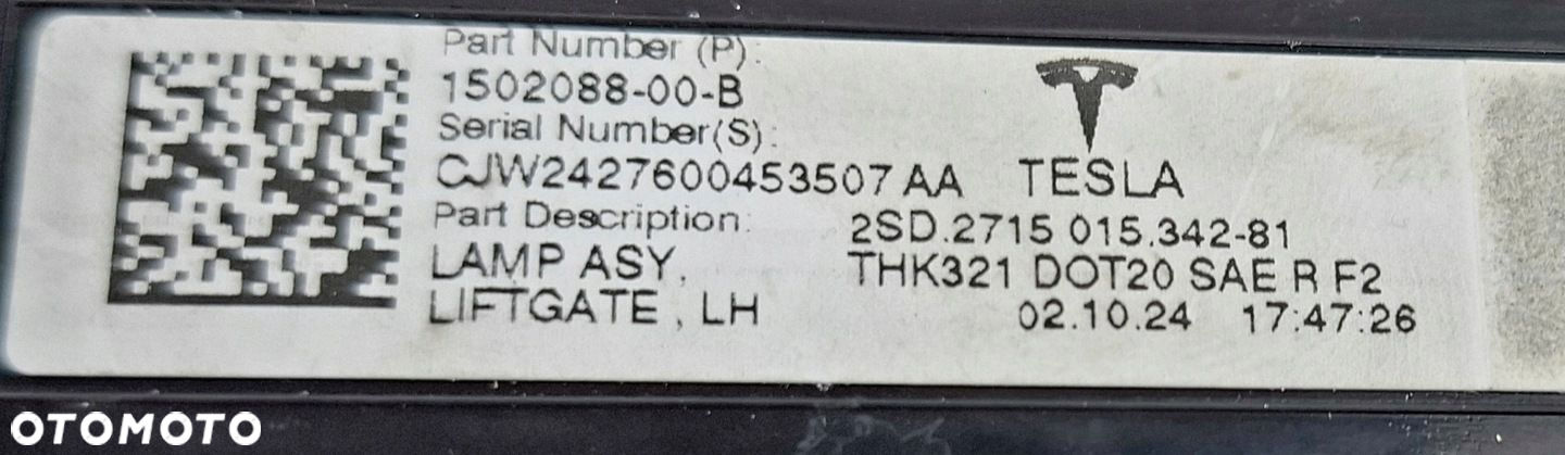TESLA Model 3 / Y LAMPA Tylna Lewa w klapę 1502088-00-B - 6