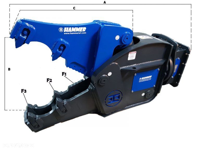 Szczęka NOŻYCE wyburzeniowe Hammer FK10 waga 950 kg koparka 9-15 ton - 2