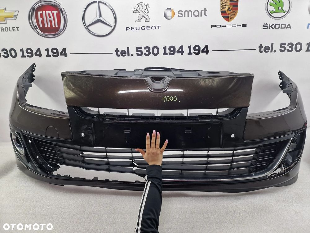 RENAULT MEGANE 3 III LIFT 11- ZDERZAK PRZEDNI PRZÓD NA 4X PDC + GÓRNE WZMOCNIENIE ZDERZAKA + ŚLIZGI + GÓRNA BLENDA , NR AUKCJI NZ1000 - 1
