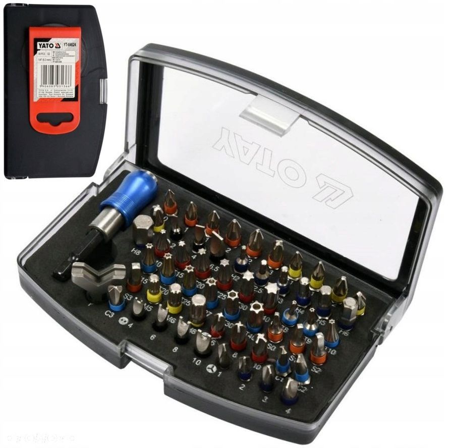 YATO ZESTAW KOŃCÓWEK ŚRUBOKRĘTOWYCH 59 SZT. Z ADAPTEREM ORGANIZER YT-04624 - 1