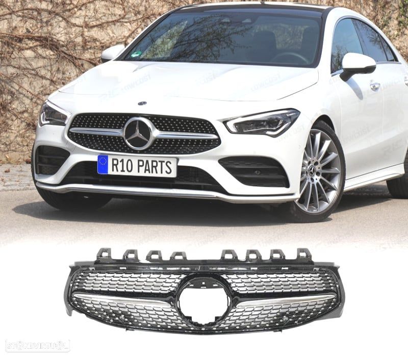 GRELHA FRONTAL MERCEDES W118 CLA 19- LOOK DIAMOND CROMADO - 1