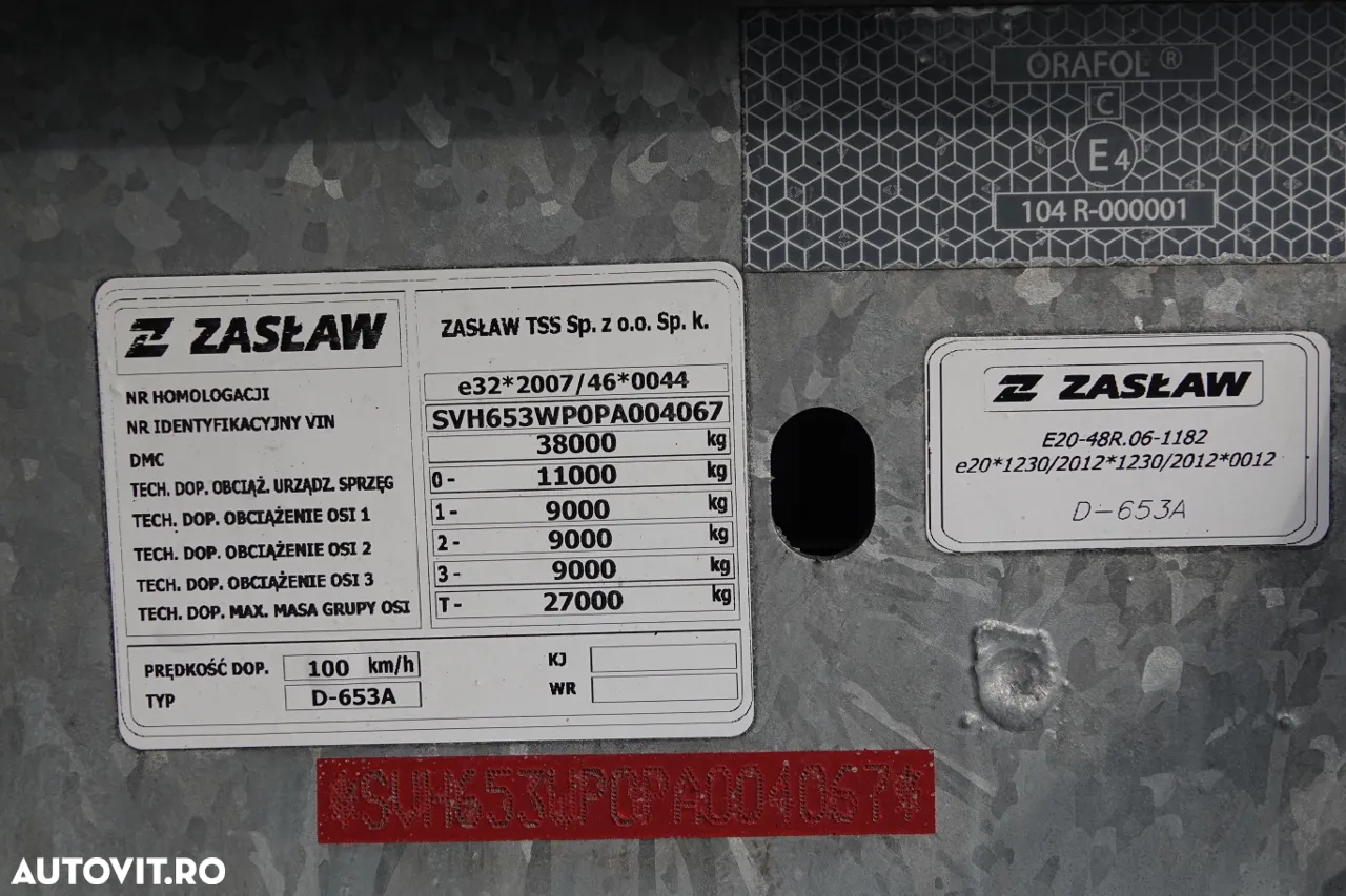 Zaslaw CAMION BASCULANTE / 46 mc / 2024 / UȘĂ clapete / AXIE RIDICABILĂ / AXI SAF - 21