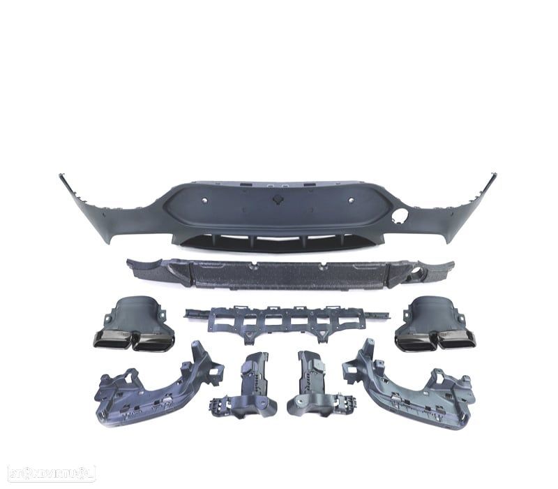 DIFUSOR TRASEIRO MERCEDES GLC C253 COUPE 16-19 LOOK GLC63 + PONTEIRAS DE ESCAPE PRETAS - 2