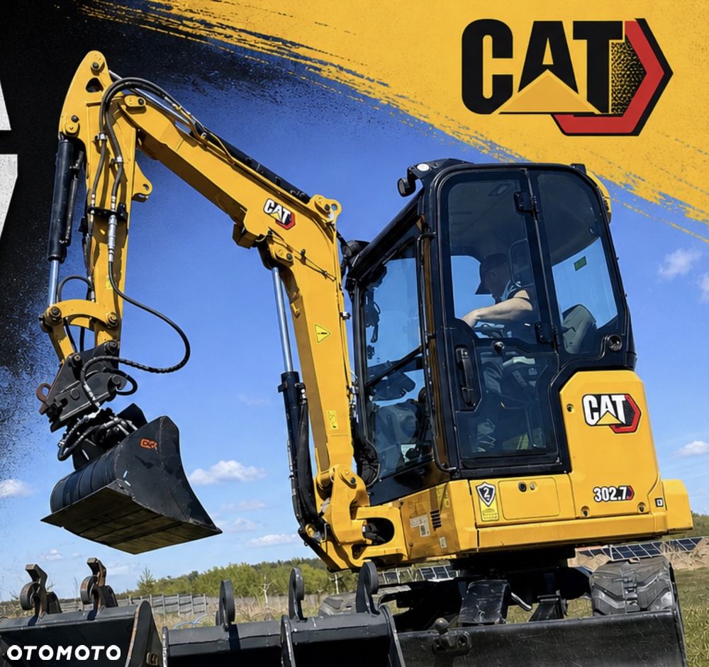 Caterpillar Minikoparka Cat 302.7 3xłyżki Skarpowa hydrL\P dodatkowe linie hydrauliczne szybkozłącze Gąsienice jak Nowe WIDŁY WIERTNICA za dopłatą - 2