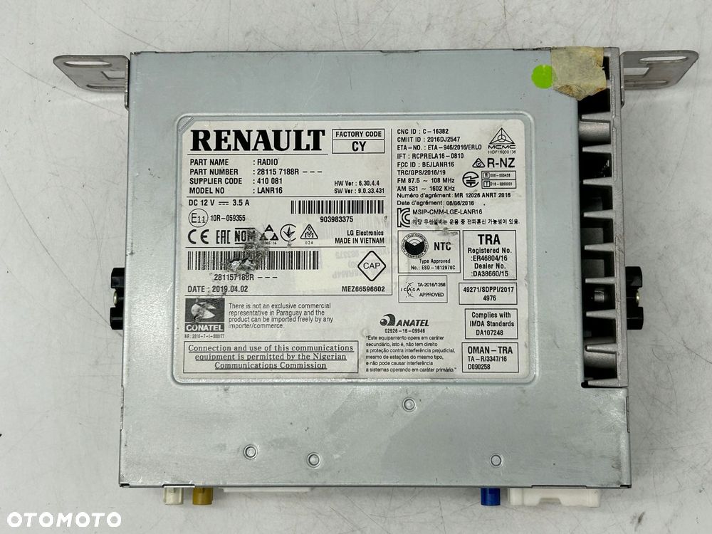 radioodtwarzacz stacja multimedialna renault megane iv 281157188r - 2