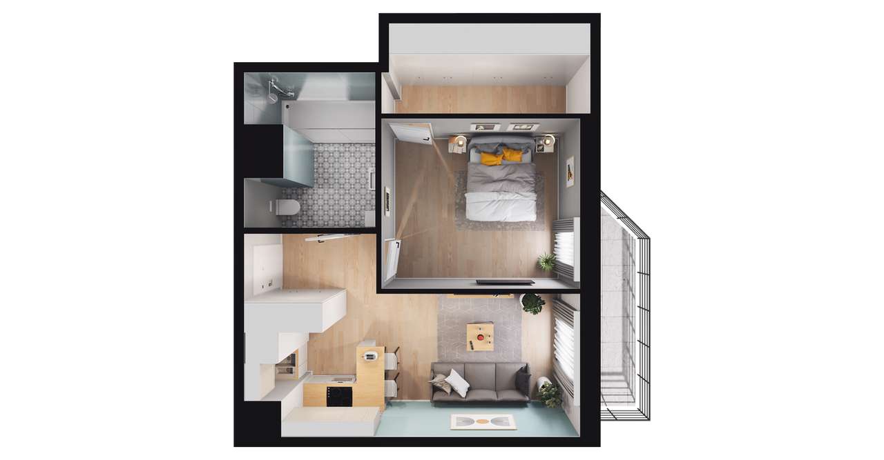 2-pokojowe mieszkanie 46m2 + balkon Bez Prowizji - Pełny obrazek: 3/8