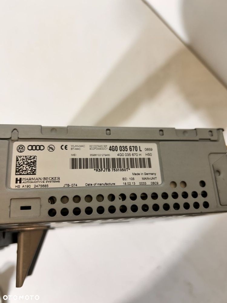 TUNER CZYTNIK NAWIGACJI STACJA MULTIMEDIA UK MMI 3G SIM Audi A6 C7 4G0 035 670 L - 3