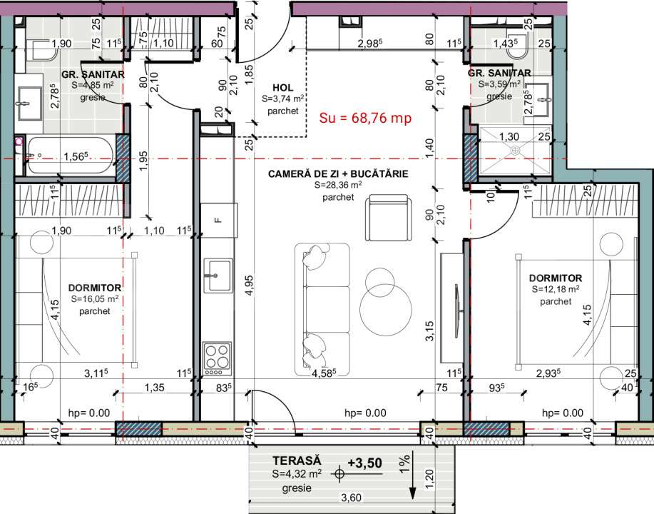 Apartament 3 camere, 2 bai, etajul 1, zero comision, Terra Oasului — fotografia 3