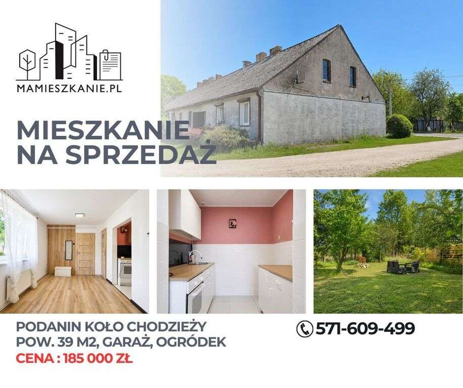 Bezczynszowe 2 pokoje | ogródek + garaż | Podanin