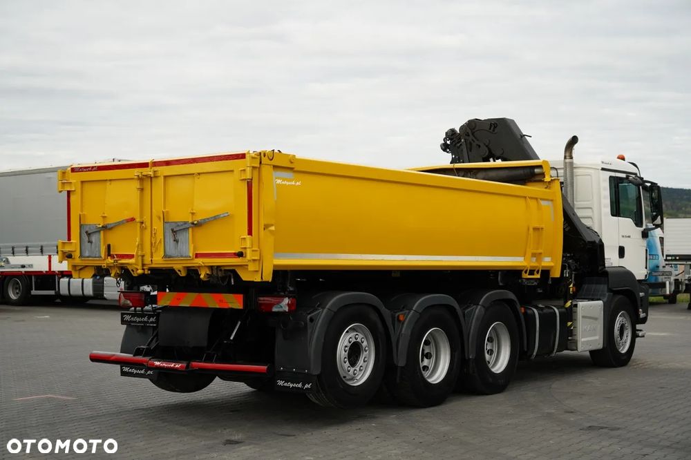 MAN TGS 32.400 / 8x4 / TRIDEM / WYWROTKA 2 STRONNA / HYDROBURTA / BORDMATIC + HDS HIAB 188 E-3D / ROTATOR  / PILOT / EURO 6 - 14