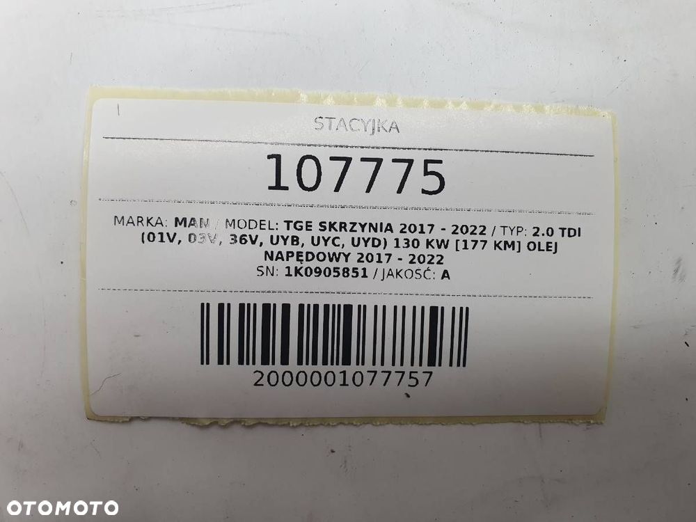 STACYJKA KLUCZYK 1K0905851 MAN TGE 2019 2.0 TDI EU - 8