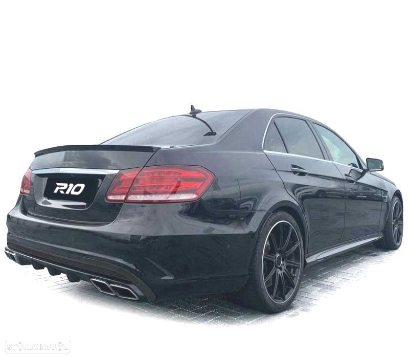 DIFUSOR MERCEDES CLASE E W212 SEDAN 13-16 LOOK AMG E63 + PONTEIRAS DE ESCAPE CROMADAS - 4