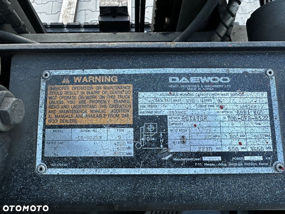 Daewoo Wózek widłowy 4T 3.65M - 9