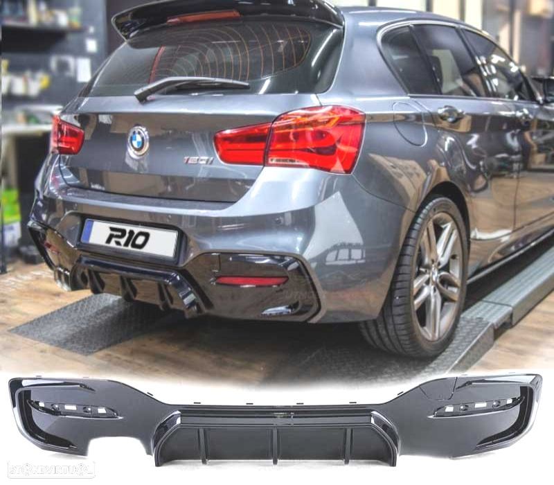 DIFUSOR TRASEIRO BMW F20 F21 LCI 15- LOOK M PERFORMANCE PRETO BRILHANTE - 1