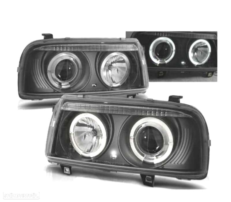 FARÓIS VOLKSWAGEN VW VENTO 92-98 ANGEL EYES FUNDO NEGRO - 3
