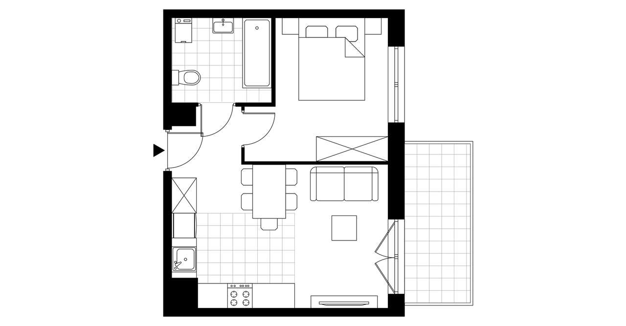 2-pokojowe mieszkanie 34m2 + balkon - Pełny obrazek: 3/12