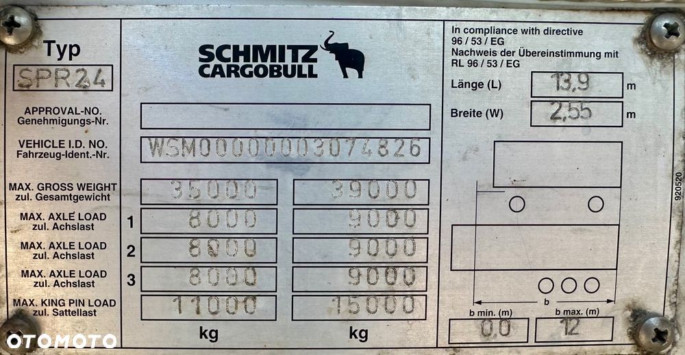 Schmitz Cargobull BURTOFIRANKA EDSCHA SAF OŚ PODNOSZONA DUŻE DRZWI ALUMINIOWE Z TYŁU KOSZ PALETOWY OPONY:90% 2008r WAGA:6889kg BURTY ALUMINIOWE - 7