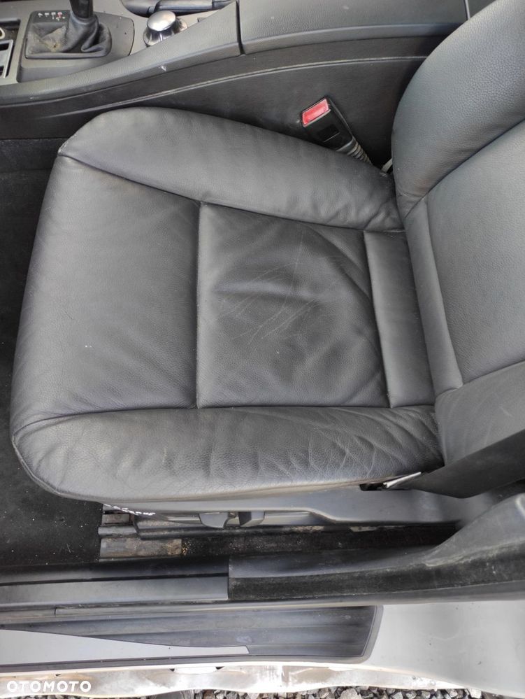 FOTEL LEWY PRZÓD PRZEDNI BMW E60 E61 CZARNA SKÓRA GRZANY - 3