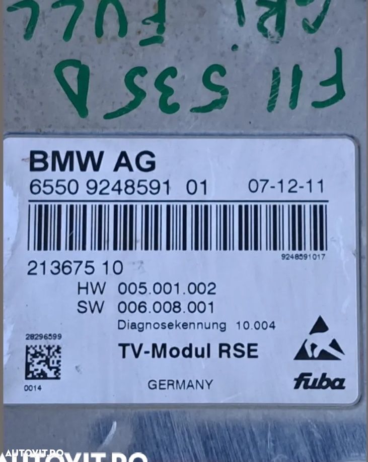 Modul calculator ECVU TV tuner RSE Radio bmw F07+LCI F10+LCII F11+LCI G30 G31 F90 F12 F13 G32 F01+LCI F02+LCI F03+LCI F04 G11 G12 F15 F85 F16 F86 - 2