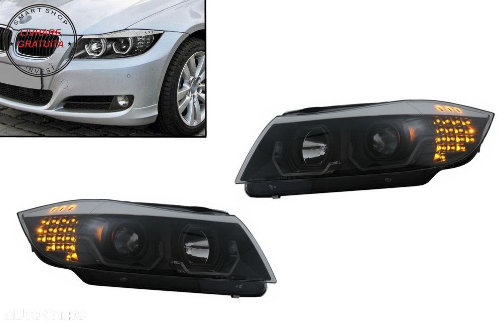 Faruri 3D LED Angel Eyes BMW Seria 3 Limousine E90 Touring E91 (03.2005-08.2008) L- livrare gratuita - 25