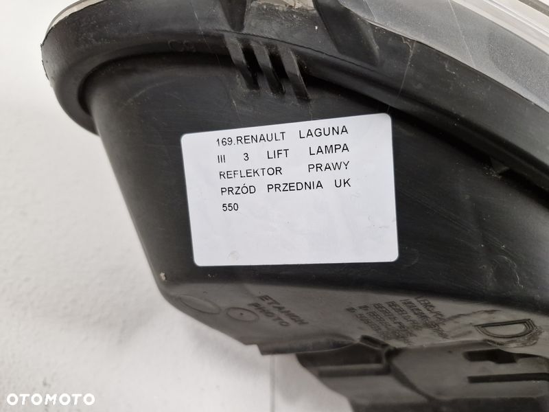 renault laguna iii 3 lift lampa reflektor prawy przód przednia uk - 8