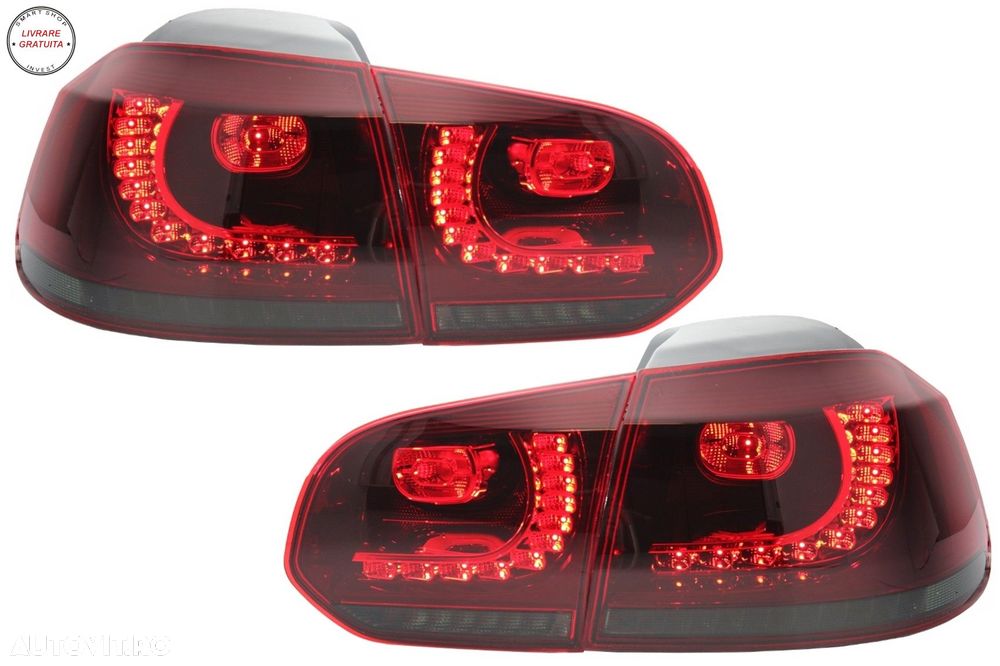 Stopuri Full LED VW Golf 6 VI (2008-2013) R20 Design Rosu Fumuriu cu Semnal Dinami- livrare gratuita - 5
