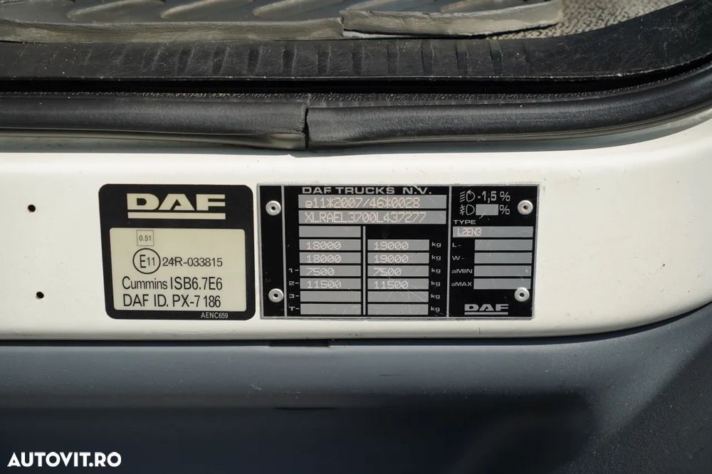 DAF LF 250 / 4X2 / LIVRARE - 7.30 + HDS HYVA HB 150XE3 / RADIOCOMANDĂ / ROTATOARE / MAX. CAPACITATE DE RIDICARE: 5200 KG / EURO 6 - 37