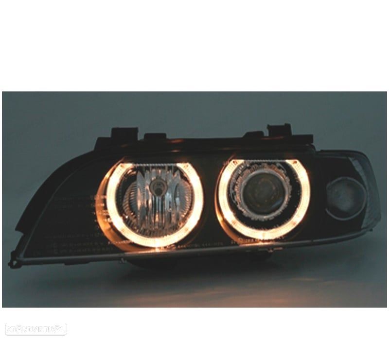 FARÓIS BMW E39 95-00 ANGEL EYES FUNDO PRETO - 2