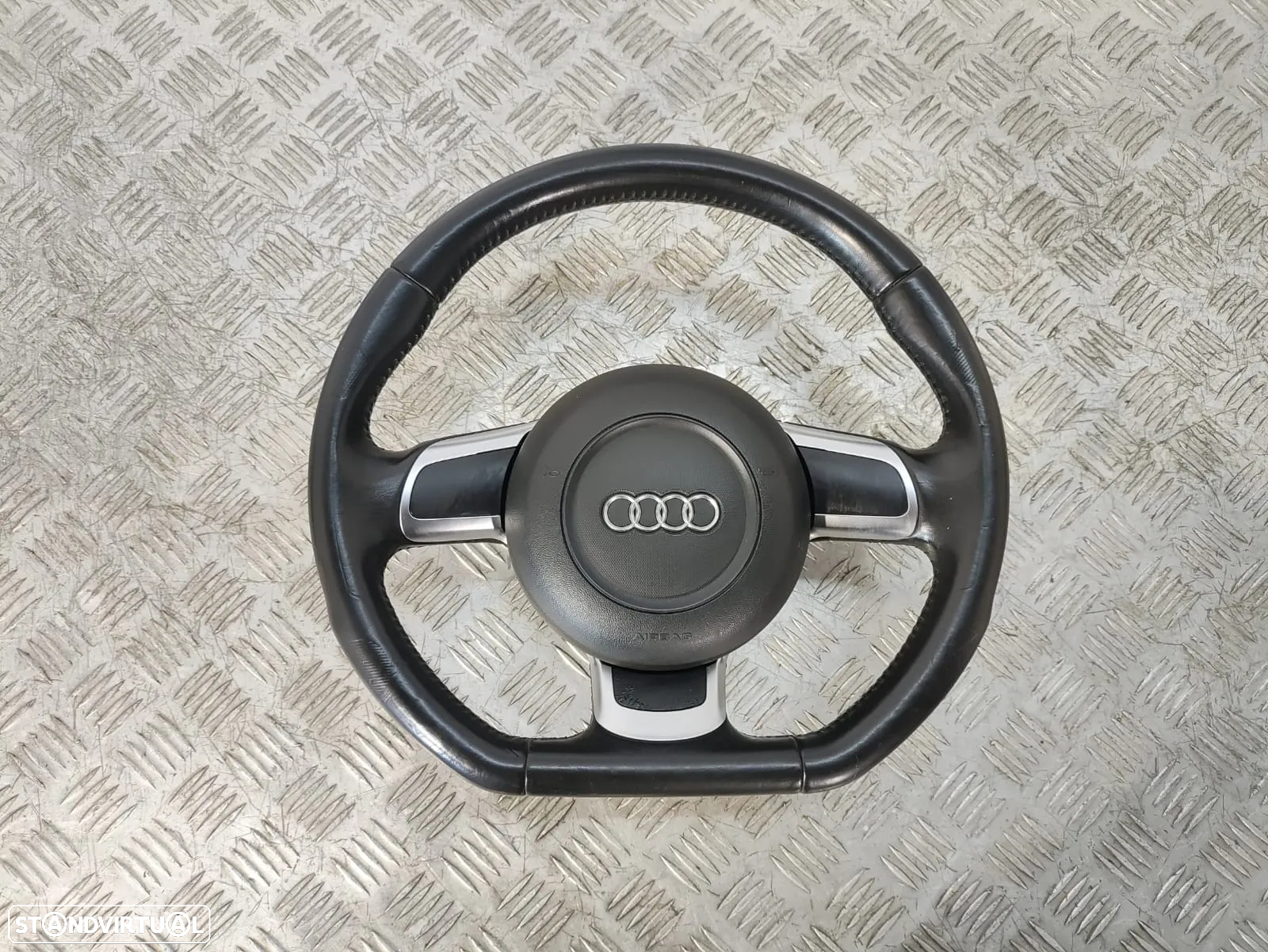 .VOLANTE GUIADOR PELE FLAT BOTTOM AUDI TT 8J 8J3 AUDI TT 8J9 CABRIO A3 8P R8 AIRBAG ORIGINAL - 3