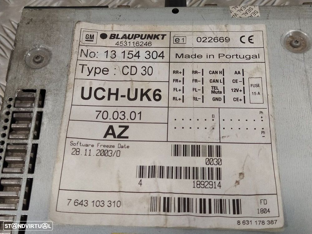 SISTEMA AUDIO / RADIO CD OPEL ASTRA H 2004 -13154304 - 3